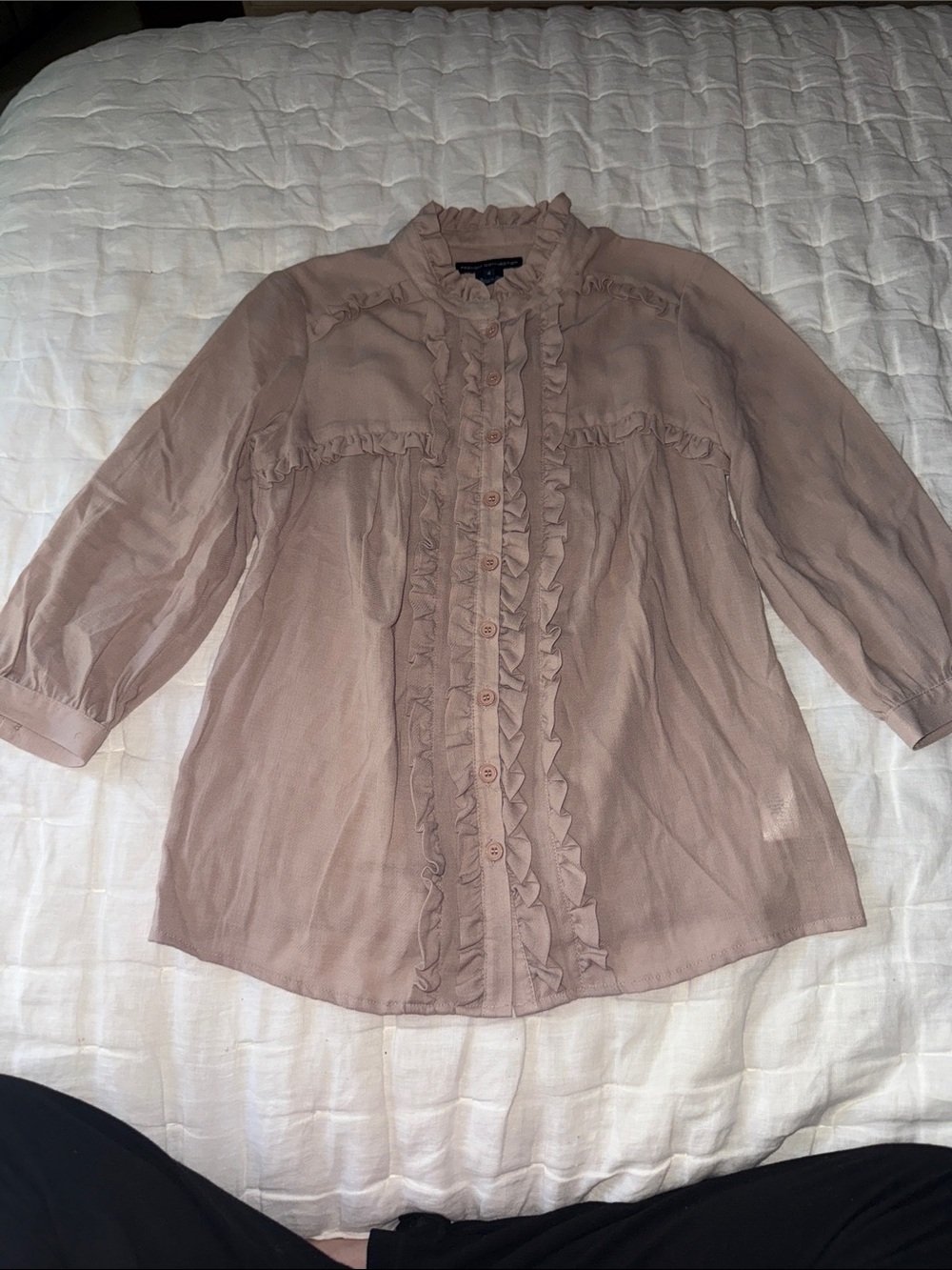 French Connection Ruffled Button-Front Women's Blouse - Blush